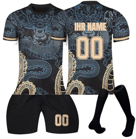 Trikot Personalisiert Kinder Trikot mit Eigenem Namen & Nummer Fußball Trikots Shorts Socken Set für Kinder Erwachsene, Fussball Trikot Trainingsanzug Jungen Herren
