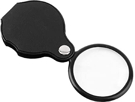 Lupen, Vergrößerungsglas, Vergrößerungsglas, 1 Stück, 5 x 45 mm, schwarz, Taschenschmuck-Lupe, Lupe, Lese-, Reise-, Camping-, tragbare Lupe, EL Beauty Comes