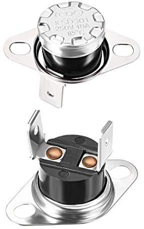 JRBJWYVV KSD301 Thermostat, 85 °C/185 °F, 10 A, NC, Verstellbarer Druckscheiben-Temperaturschalter for Mikrowelle, Backofen, Kaffeemaschine, 2 Stück