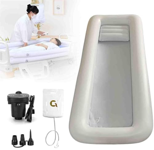 HELINAZI Set Doccia Gonfiabile per Vasca da Bagno Medica, ausilio per Il Bagno sul Comodino per disabili, Anziani, Costretti a Letto, Vasca da Bagno Portatile in PVC