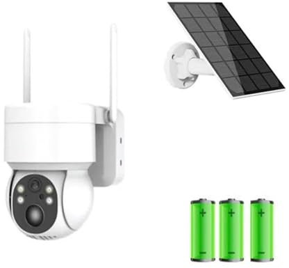 GUOPIN Caméra de sécurité cellulaire Caméra Solaire PTZ 4MP caméra de sécurité Solaire sans Fil CCTV Batterie extérieure caméra IP PTZ Rechargeable avec Panneau Solaire Résolution HD
