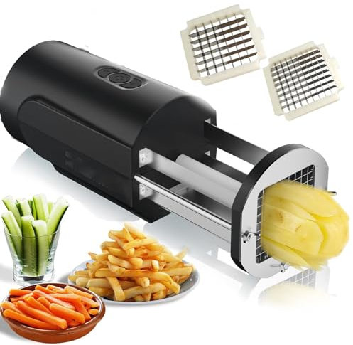Mcamgiczin Cortador eléctrico de Patatas Fritas, Cortador de Patatas eléctrico Profesional, Cortador de Patatas de Acero Inoxidable con Cuchilla