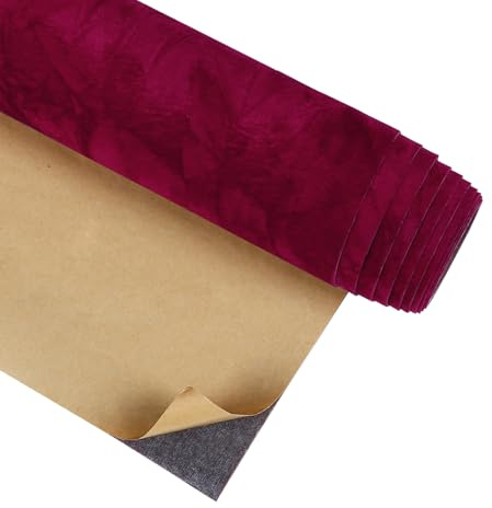 CRE8TIVE Red Velvet Wallpaper Felt Fabric Self Adhesive Wallpaper Vintage Contact Paper for DIY Craft Jewelry Box Dark Red Vinyl Wrap Removable Wall Paper Cupboard Countertop Bedroom Drawer 30cmx200cm