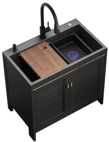 Lavandino Da Esterno In Acciaio Inox,Mobile per Cucina Sottolavabo,Armadietto Sottolavabo con 2 Ante,Mobiletto Lavelli Commerciale Autoportante,Per Garage Ristorante Cantina Lavanderia Interni Esterni