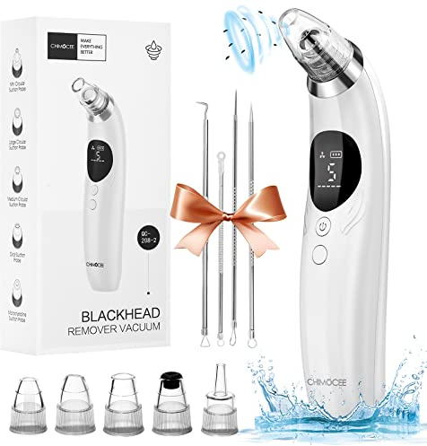 CHIMOCEE Blackhead Remover Pore Vacuum, Upgraded Black Head Remover for Face, Electric Acne Comedone Whitehead Extractor Tools-5 Suction Power, 5 Probes, USB Rechargeable Pimple Popper Tool Kit