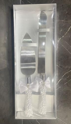 AUSH Wedding Set Of Pearl Beaded serving Drink & Server Set Cake Cutting on Wedding Reception Tableware Supplies for Wedding Engagement Anniversary Birthday Parties (Cake Cutter)