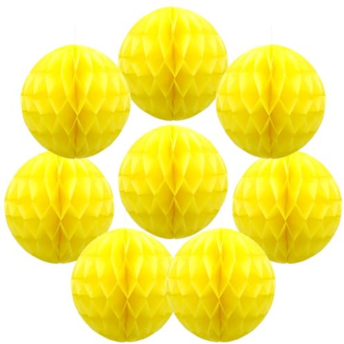 Yosawo 8PCS Honeycomb Flower Balls Tissue Paper Honeycomb Balls for Birthday Party Baby Shower Wedding Decorations(ZQ/Yellow)