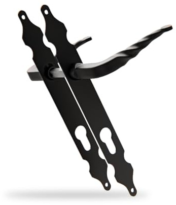 Amig - Jeu de 2 Poignées avec Trou de Clé | Plaque en Acier | 250 x 28 mm | Noir | Poignées en Zamak | Carré de 8 mm | Plaque étroite sans ressort