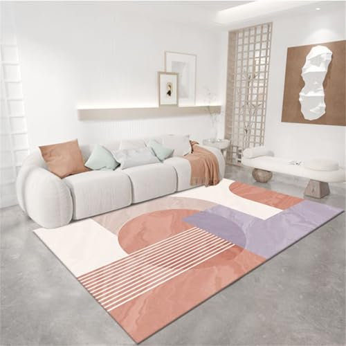 RUGMRZ Teppich Muster Webteppich Lila und rosa geometrisches Design Kinderzimmer Teppich rutschfest Teppich Flur 160X230CM