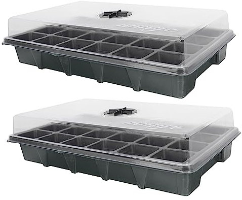 SUPVOX 2pièces Lot de Plateaux de Pépinière Perforés avec Couvercle Caissettes de Germination pour Jardinage Intérieur