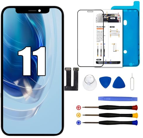 Dinow Écran pour iPhone 11, 6.1 LCD Display pour iPhone 11, Ecran pour iPhone 11 LCD Replacement avec Kit de Reparation, Compatible avec modèle A2221/ A2111/ A2223(Face ID, 3D Touch)