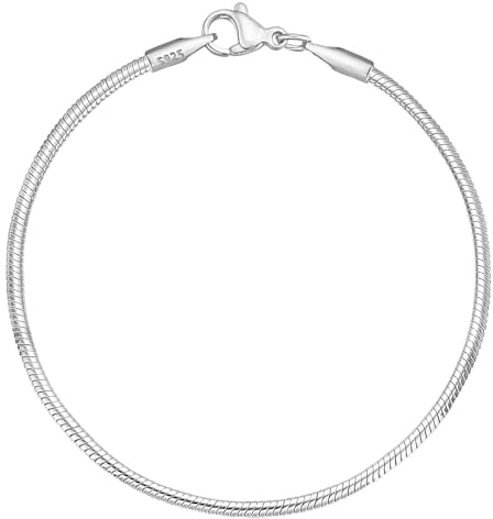 Charm Bracelet 925 Sterling Silver Bracelets for Women 2mm Dainty Snake Chain Bracelet Jewelry Gifts for Her