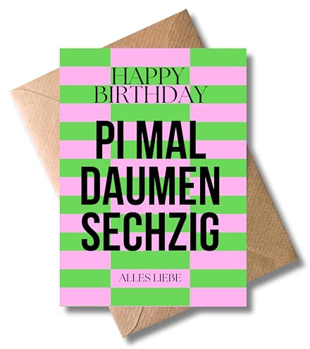 WBdesignz Grußkarte mit Umschlag - lustige, minimalistisch Geburtstagskarten mit Retro-Touch DIN A6 (Pi mal Daumen Sechzig)