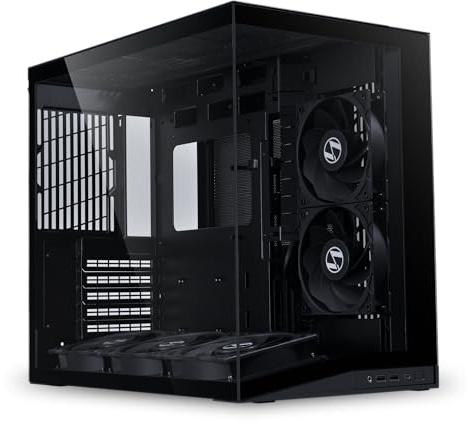 LIAN LI O11D MINI V2 Flow | Compact ATX Mid-Tower Airflow Computer Case | Panoramic View | High-Performance Airflow | Includes 5 x 120mm Reverse Blade Fans | Cable Management | Black (O11DMIV2FX)