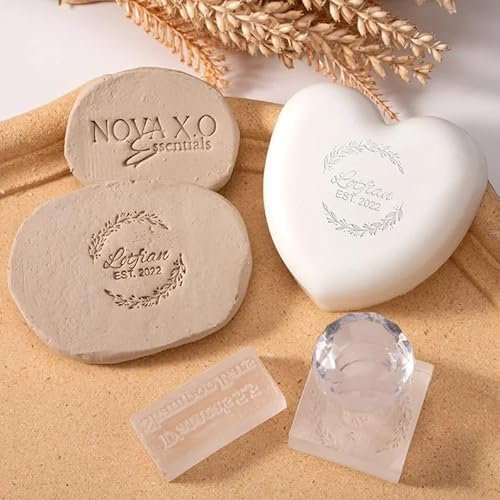 Sello de cerámica acrílico personalizado: sello personalizado con tu logotipo, sello de arcilla inicial, impresión de capítulo de grabado de plantas acrílicas para galletas, arcilla, cerámica, regalos
