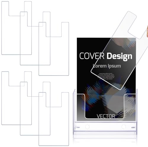 Teenyyou 6 Pack 3.5'' x 7'' Clear Acrylic Brochure Shield for 4'' x 9'' Literature Magazine Holders Clear Literature Brochure Holders Shield to Keep Papers from Falling Forward for Store Mall Office
