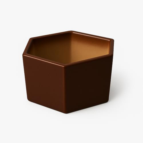 Kerazo Pot de fleurs en pierre de lys - Pot de fleurs hexagonal en céramique de grès - Résistant au gel et aux UV - Stable - Pour jardin, terrasse et entrée - 30 x 30 x 18 cm - Marron