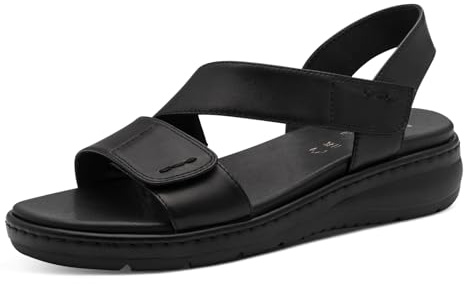 Jana Softline Leather Wedge/Plat Sand 8-28711-46, Sandali piatti da donna, Nero, 41 EU