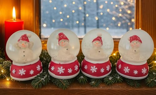 4 Stück Schneekugel Schneemann 6cm Weihnachtsdekoration Weihnachten Winter Deko