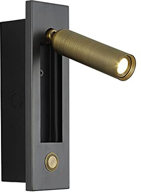 Foco LED Empotrado de Pared, lámpara de Lectura para mesita de Noche, Aplique cableado con Interruptor, Ajustable 350°+90°, Foco de cabecera, lámpara de Noche para Dormitorio, Cama de Hotel.