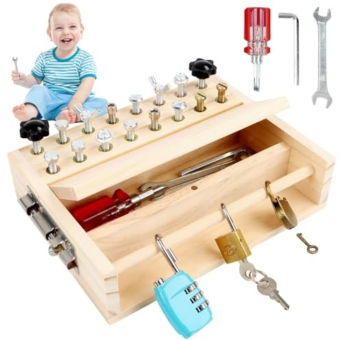 Montessori skruvmejselset, träskruvbräda, busy Board träleksak, Montessori leksak från 3 4 5 år, motorikleksak pedagogisk leksak barnleksaker presenter för flickor pojke