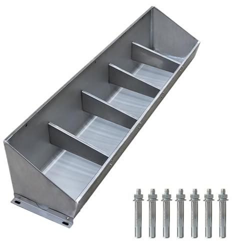 Futtertrog für Nutztiere Edelstahl-Tierfutterautomat for Schweine, Ziegen, Schafe, Pferde, Rinder, Alpakas(1.5m/4.9ft 5 bit)