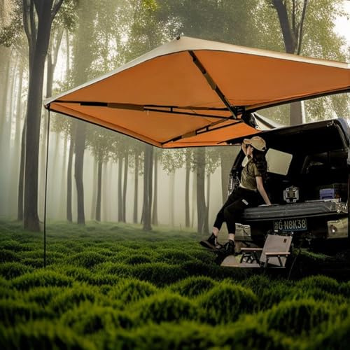 270° Vehicle Awning - Expandable Ripstop Canopy with UPF50+ Side Shade Reinforced Hinges & Poles for SUV/Truck/Van - Waterproof Car Awning & Sunshade for Camping