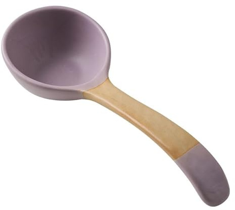 Soup Ladle Vintage Ceramic Large Soup Spoon Colorful Dessert Long Handle Dinner Spoons Anti-Scald Porcelain for, Sauce Eating Appetizers Cereal(Purple)
