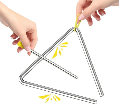 Triangle Hand Percussion - Hand Steel Triangle Percussion Instrument | Portable Bell Beater for Kids Children