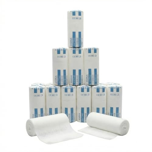 KMINA Venda de Acolchado Bajo Escayola 10 cm x 2,7 m, Blanca (12 uds) | Vendaje almohadillado en poliéster no tejido, hidrófobo y transpirable, para férulas rígidas, uso profesional u hogar
