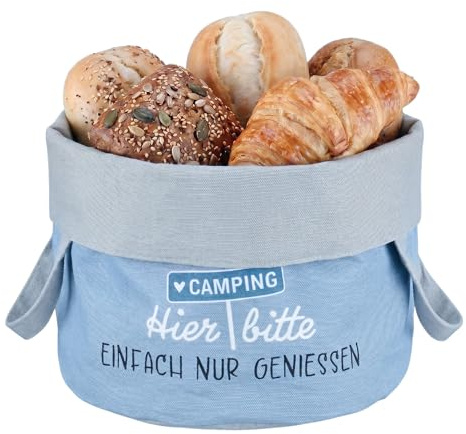 CULT at home brödkorg tyg tvättbar – brödkorg modern – camping husvagnstillbehör – Oeko-Tex 100 % bomull vikbar – blå grå Ø 20 cm