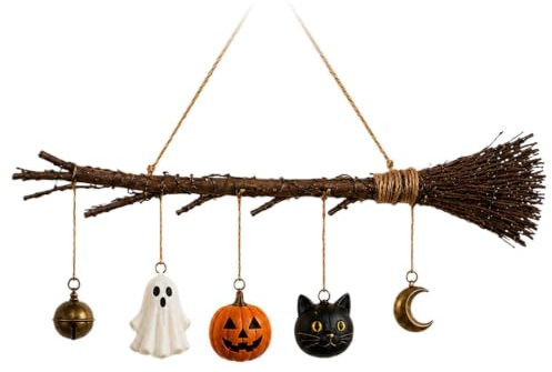 Escoba De De Halloween con Luces Espeluznantes Montaje Mural Estacional