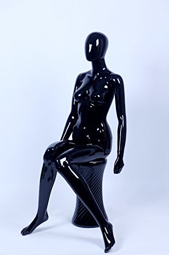 Eurohandisplay FA-6B weiblich sitzend schöne abstrakte schwarz Glanz lackierte Schaufensterpuppe Egghead Neu Weiblich Feminin Schick Modern (FA-6B sitzend)
