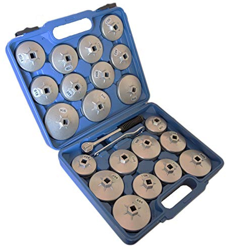 Set kit chiave a tazza per filtro olio 23 pz auto con chiave a crichetto