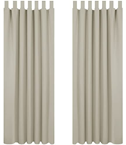 Deconovo Tende Soggiorno Oscuranti 140x210 CM 2 Pezzi, Tende Termiche Isolanti Moderne per Finestre Interni, con Passanti, Beige Chiaro