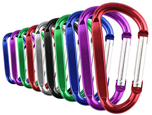 Temlum 10 Stück Aluminium D-Form Karabiner Feder Karabinerhaken Schlüsselanhänger Karabiner für Camping Reisen Wandern Schlüsselanhänger Outdoor-Zubehör(4,8 cm)