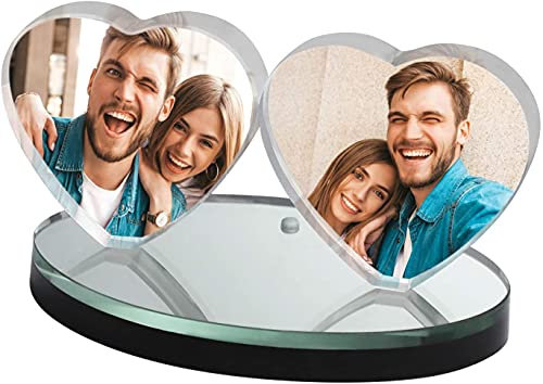 Personalisiert Glasfoto Herzform Bilderrahmen 3D Glas Fotorahmen Kristallglas Rahmen Gravur DIY Glasrahmen Anpassbar Fotogeschenk f¨¹r Geburtstag Valentinstag Weihnachten Hochzeit Hause B¨¹ro Deko