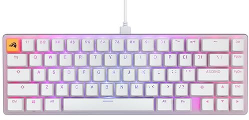 Glorious Gaming GMMK 2 Compact (65%) – Mechanisches Gaming-Keyboard, Aluminiumrahmen, anpassbar, Doubleshot-Kappen, Fox Schalter, tastenweise RGB, Amerikanisch QWERTY Layout - Weiß