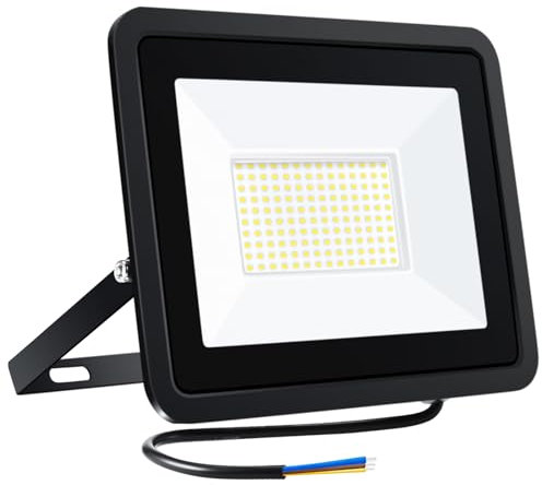 Viugreum 100W Led Floodlight Outdoor 10000LM Safety Lamp Waterproof IP66 Security Light Work Lighting, Cold White 6500K Led Flood Light Outside for Garage, Garden, Backyard