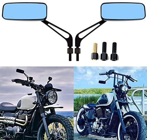 BREDUXSER 8mm/10mm noir moto Rectangle rétroviseur guidon aile rétroviseur pour Bobber Cruiser Choppers Touring ATV Sport vélo
