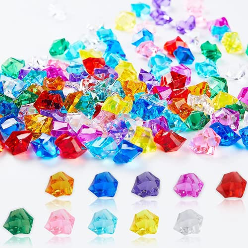 VIEVRE Edelsteine für Kinder,100 Stück Diamanten Kinder,Diamanten Deko,Glassteine Deko,Deko Diamanten,Diamant,Edelsteine,Bunt Acryl Kristallsteine für Hochzeiten,Tischdekorationen, Kunsthandwerke Deko