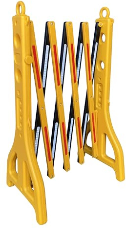 PAL | Valla extensible de plástico de polipropileno amarilla y negra. Rellenable con agua. Fácil almacenamiento y transporte (1- Valla)