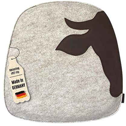 kontor28® - nachhaltiges Sitzkissen Xaverl, Stuhlkissen handgefertigt Made in Germany, 39 x 40 cm aus upcycling rPET Filz + Echtleder, Sitzauflage - Outdoor geeignet & waschbar, beige 1er Set