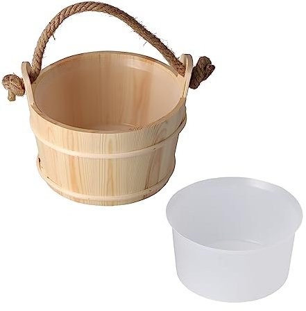 fuik Seau de Sauna, Seau en Bois de Sauna en Bois 10,6 x 8,5 Pouces 6L pour Enfants Adultes Plus âgés pour la Maison pour la Piscine pour l'hiver pour la Douche pour Le Sauna