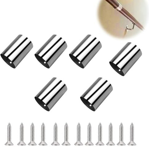 Vokowin 6Pcs 50mm Stair Handrail Connection Joint, Stainless Steel Handrail Joint Straight Handrail Fittings Pipe with Stainless Steel Screws (K347-6)