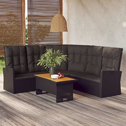 Festnight Ecklounge mit Verstellbare Rückenlehne Gartenlounge Outdoor Rattan Eckgarnitur Sitzgruppe Garten Lounge Loungemöbel Terrassenmöbel Gartenmöbel Set Sitzgarnitur Balkonmöbel ohne Tisch