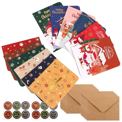 12 Stück Weihnachtskarten mit Umschlag Set | Postkarten für Weihnachten für Freunde Familie, Eine Christmas Postkarte für jeden deiner Liebsten