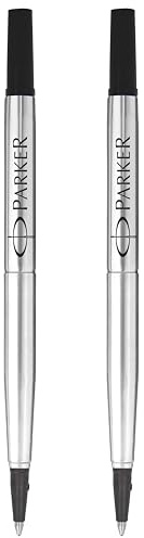 Parker Original Quink Tintenroller-Ersatzminen – 0,7 mm mittlere Spitze – schwarze Tinte – 2 Stück