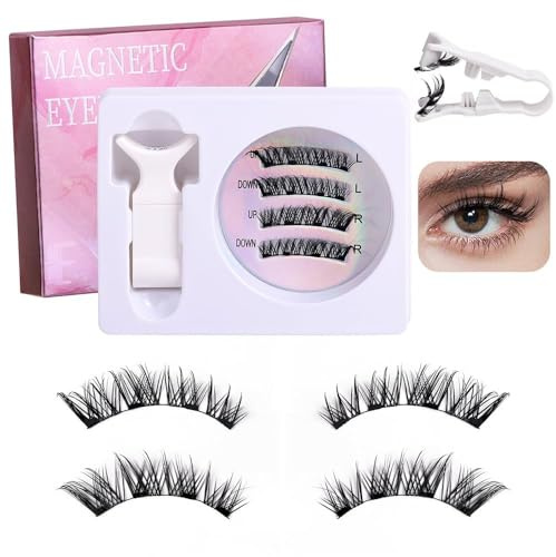 TTPSRY Cils Magnétiques Naturels avec Applicateur Faux Cils Réutilisables sans Colle Extension Cils Volume 3d Maquillage Yeux Longue Durée