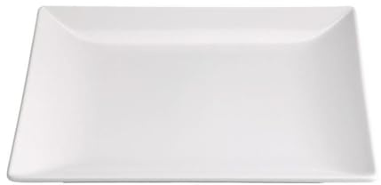 PEGANE Lot de 12 assiettes carrés LAURA, assiette service de table en porcelaine blanche - Longueur 21 x largeur 21 x Hauteur 2 cm